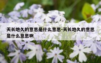 天长地久的意思是什么意思-天长地久的意思是什么意思啊