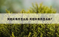 天地长寿丹怎么练-天地长寿丹怎么练?