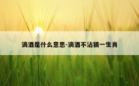 滴酒是什么意思-滴酒不沾猜一生肖