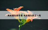 天长地久终不死-天长地久的下一句